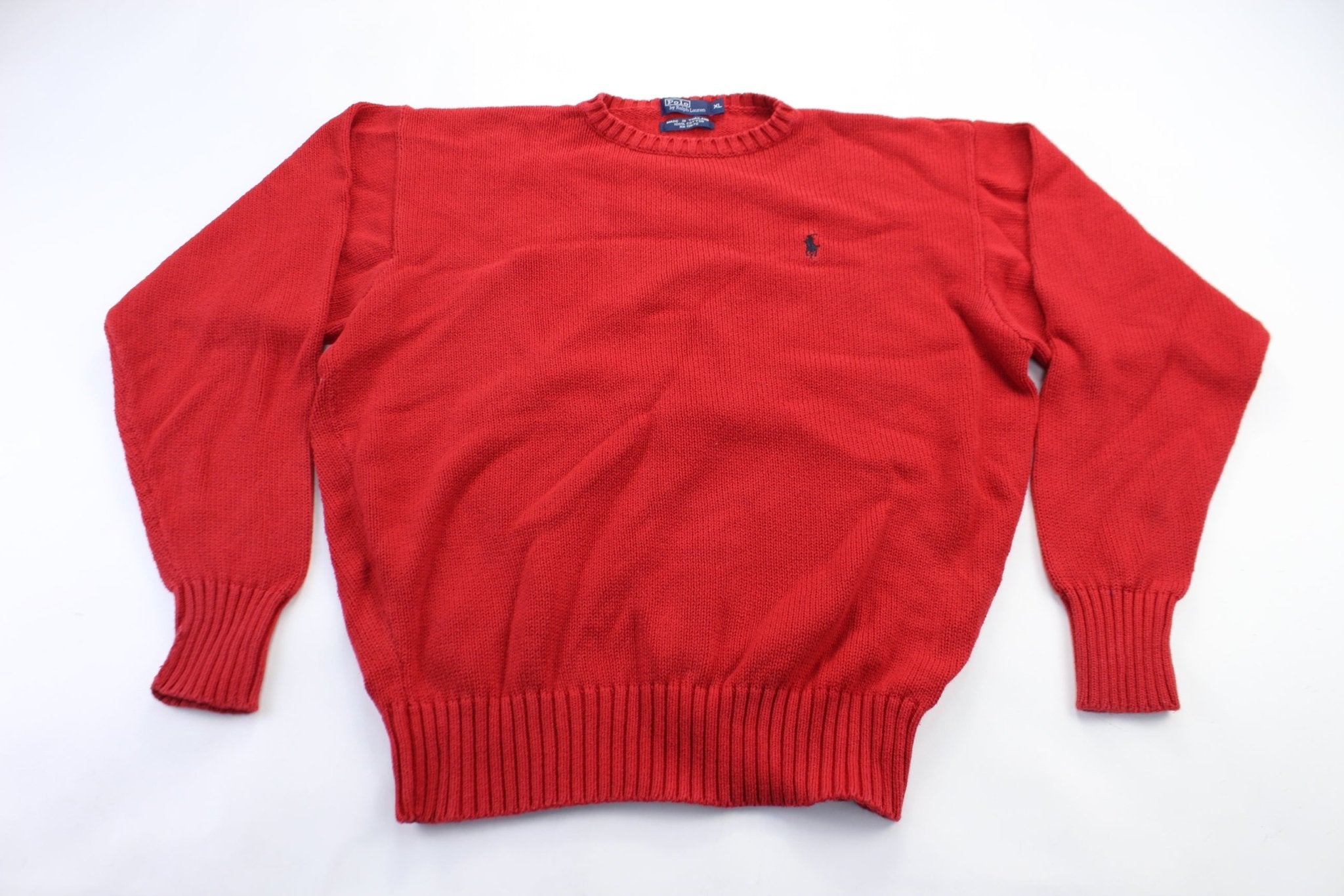 Polo by Ralph Lauren Embroidered Logo Red Sweater - ThriftedThreads.com