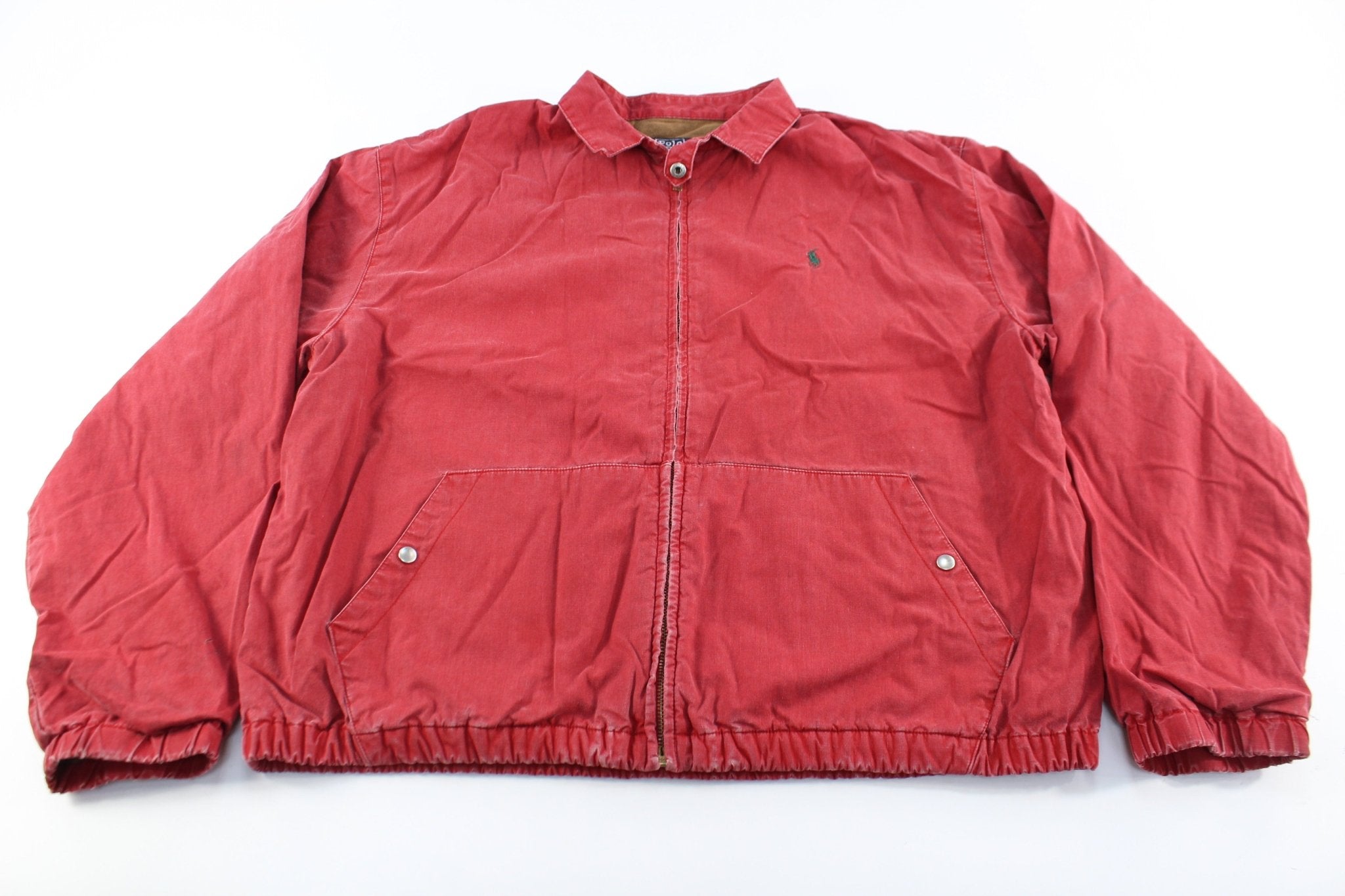Polo by Ralph Lauren Embroidered Logo Red Zip Up Jacket - ThriftedThreads.com