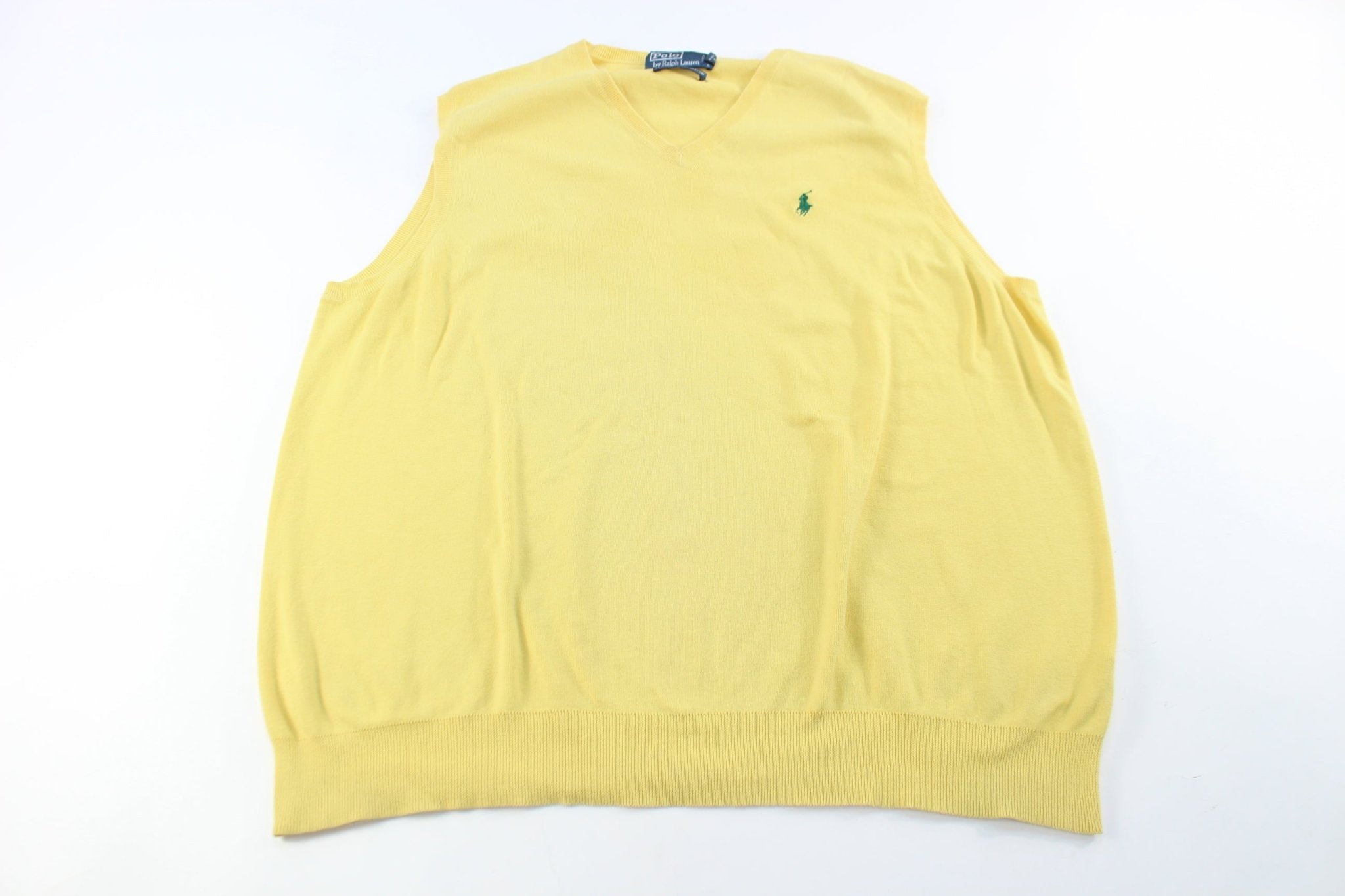 Polo by Ralph Lauren Embroidered Logo Yellow Sweater Vest - ThriftedThreads.com