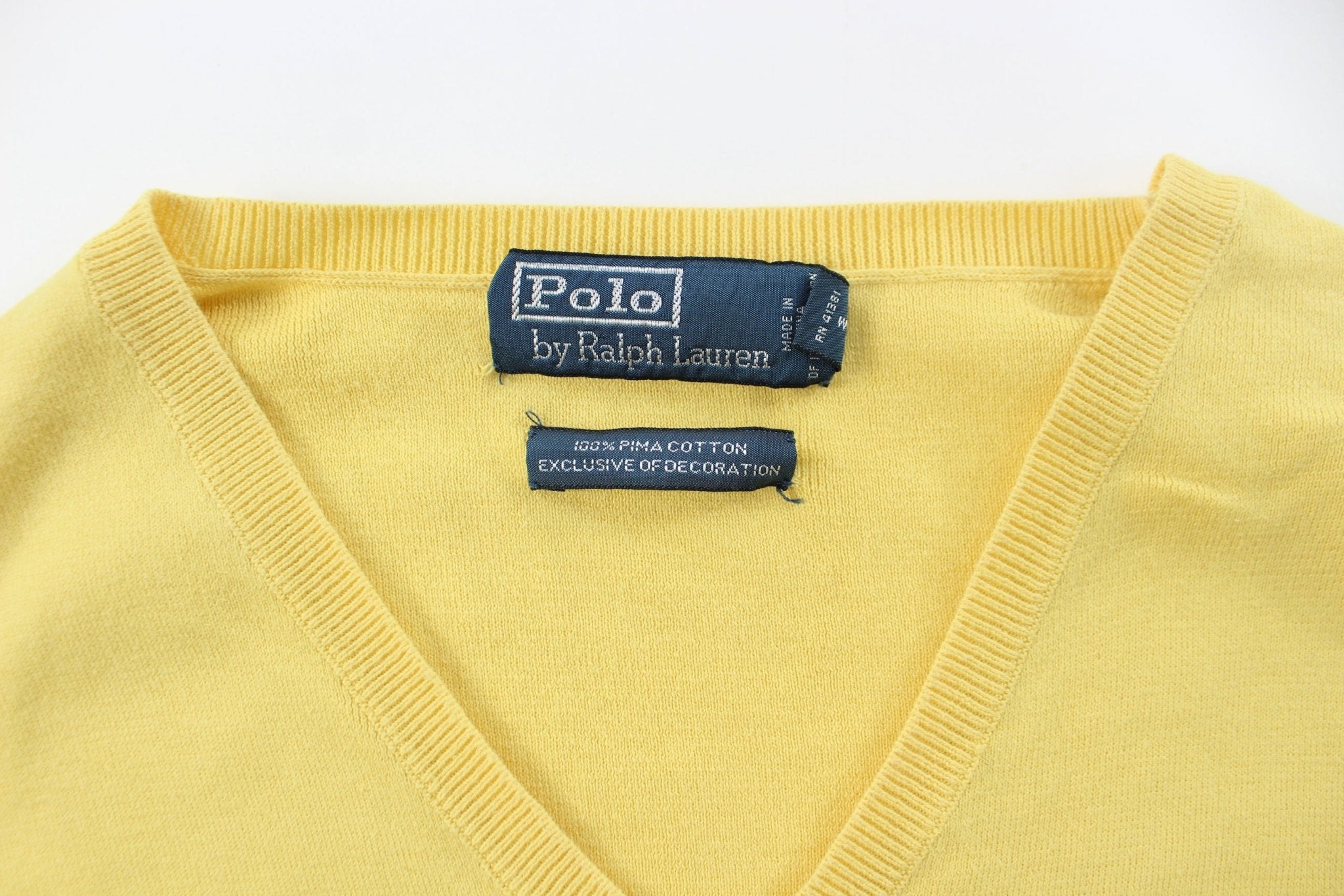 Polo by Ralph Lauren Embroidered Logo Yellow Sweater Vest - ThriftedThreads.com