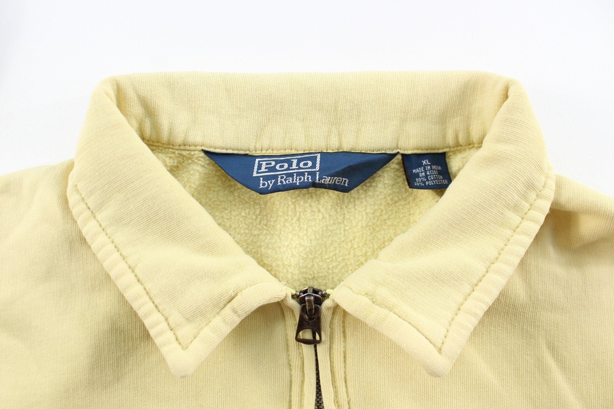 Polo by Ralph Lauren Light Yellow Zip Up Sweater - ThriftedThreads.com