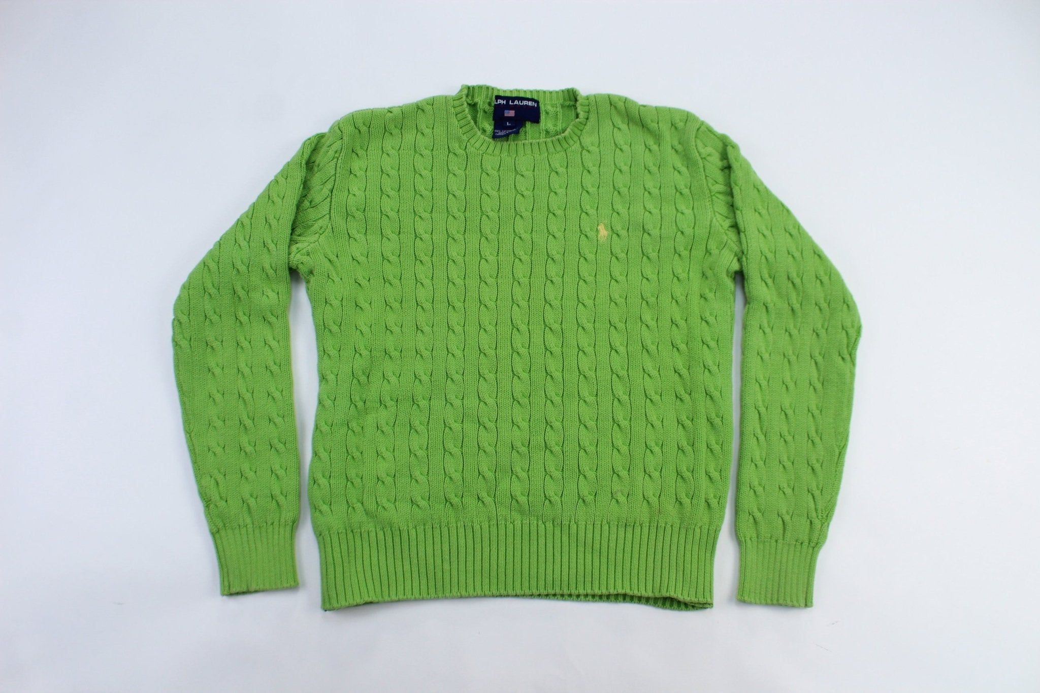 Polo by Ralph Lauren Lime Green Knit Sweater - ThriftedThreads.com
