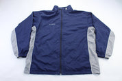 Reebok Embroidered Logo Navy Blue & Grey Zip Up Jacket - ThriftedThreads.com