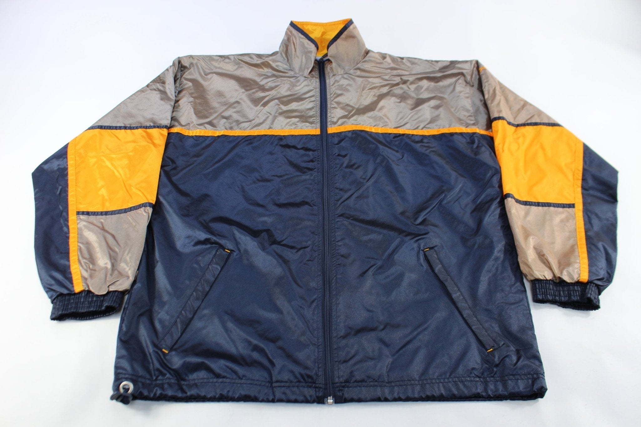 Reebok Embroidered Logo Navy Blue & Orange Zip Up Jacket - Jacket - Thrifted Threads