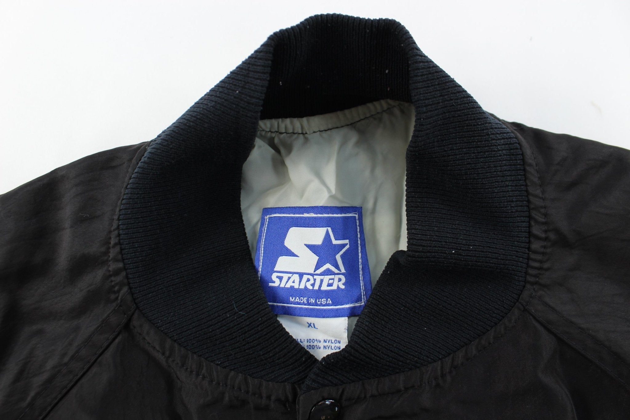 Starter Embroidered Logo Emmitt Zone Black & Blue Jacket - ThriftedThreads.com