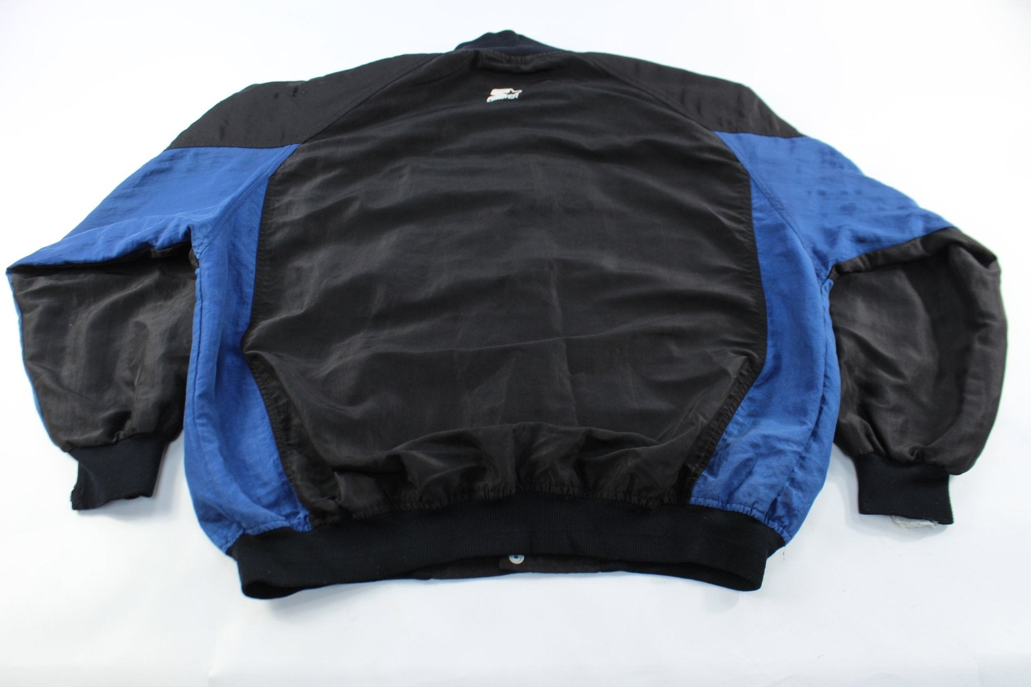 Starter Embroidered Logo Emmitt Zone Black & Blue Jacket - ThriftedThreads.com