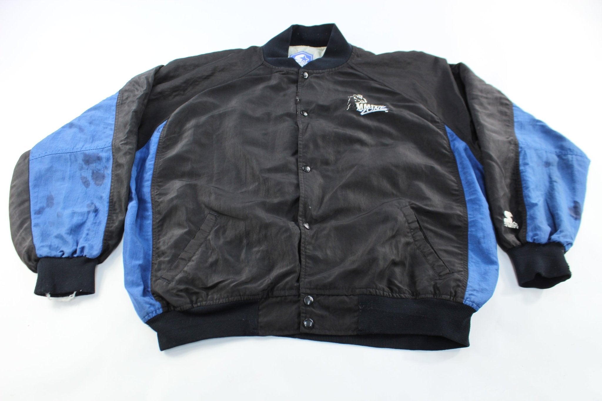 Starter Embroidered Logo Emmitt Zone Black & Blue Jacket - ThriftedThreads.com
