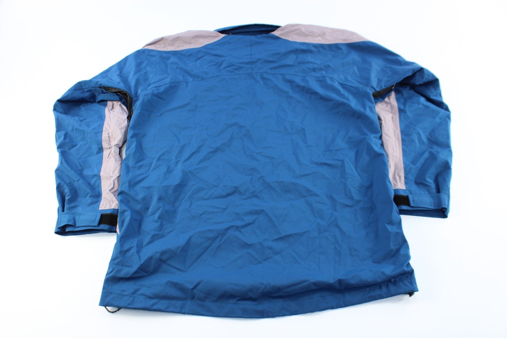The North Face Embroidered Logo Blue & Grey Goretex Jacket - ThriftedThreads.com