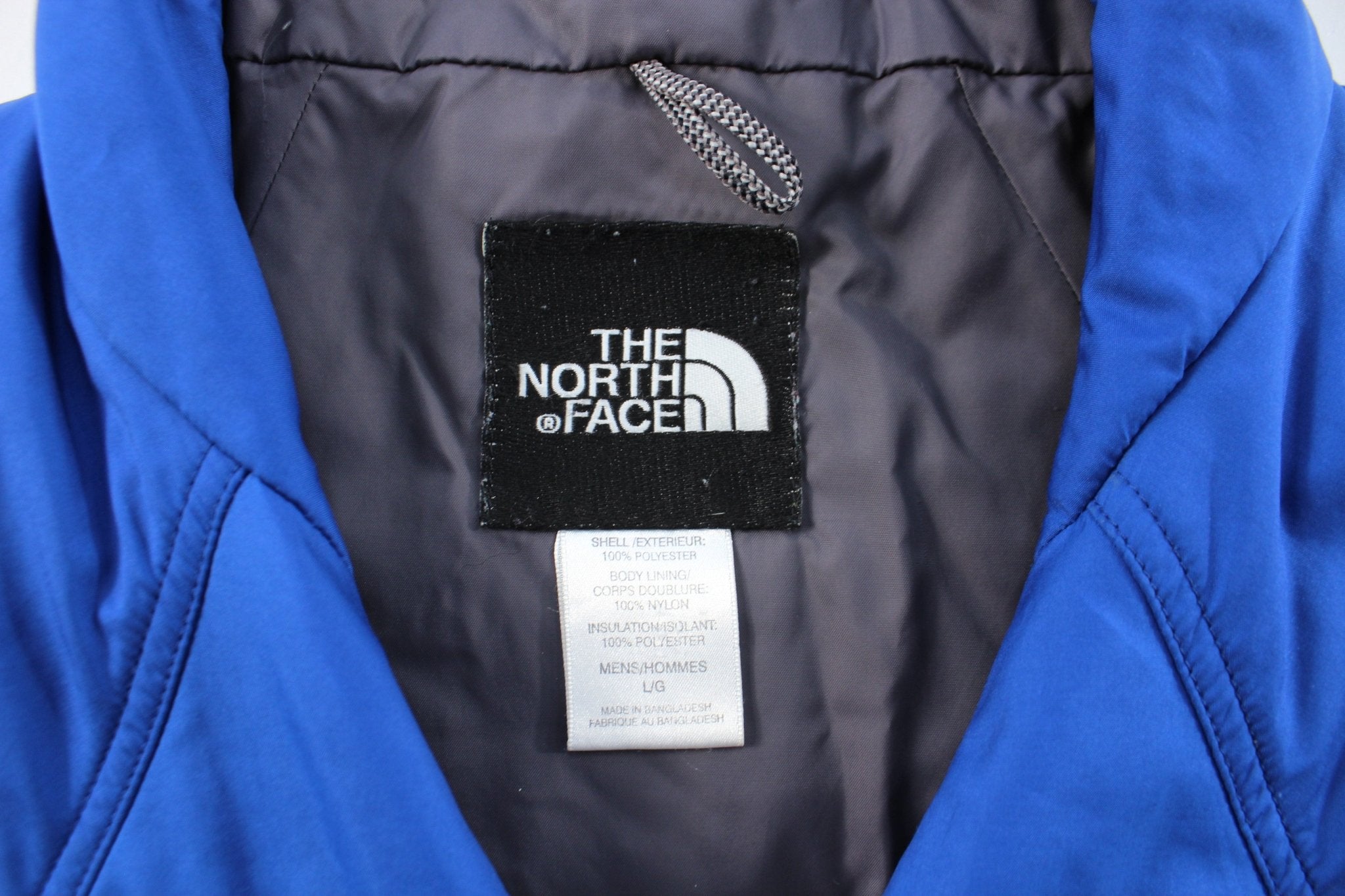 The North Face Embroidered Logo Blue Zip Up Jacket - ThriftedThreads.com