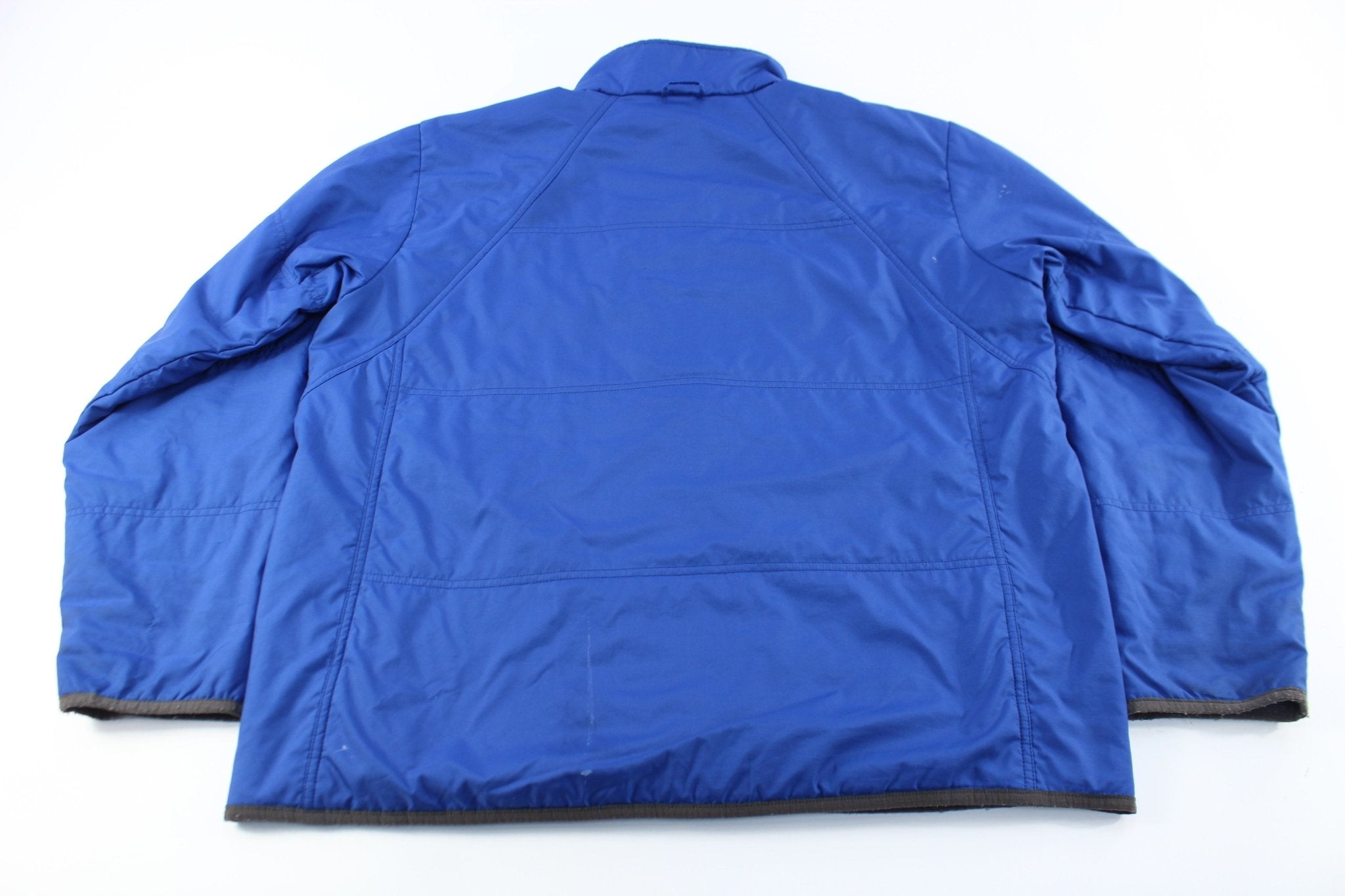 The North Face Embroidered Logo Blue Zip Up Jacket - ThriftedThreads.com