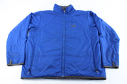 The North Face Embroidered Logo Blue Zip Up Jacket - ThriftedThreads.com