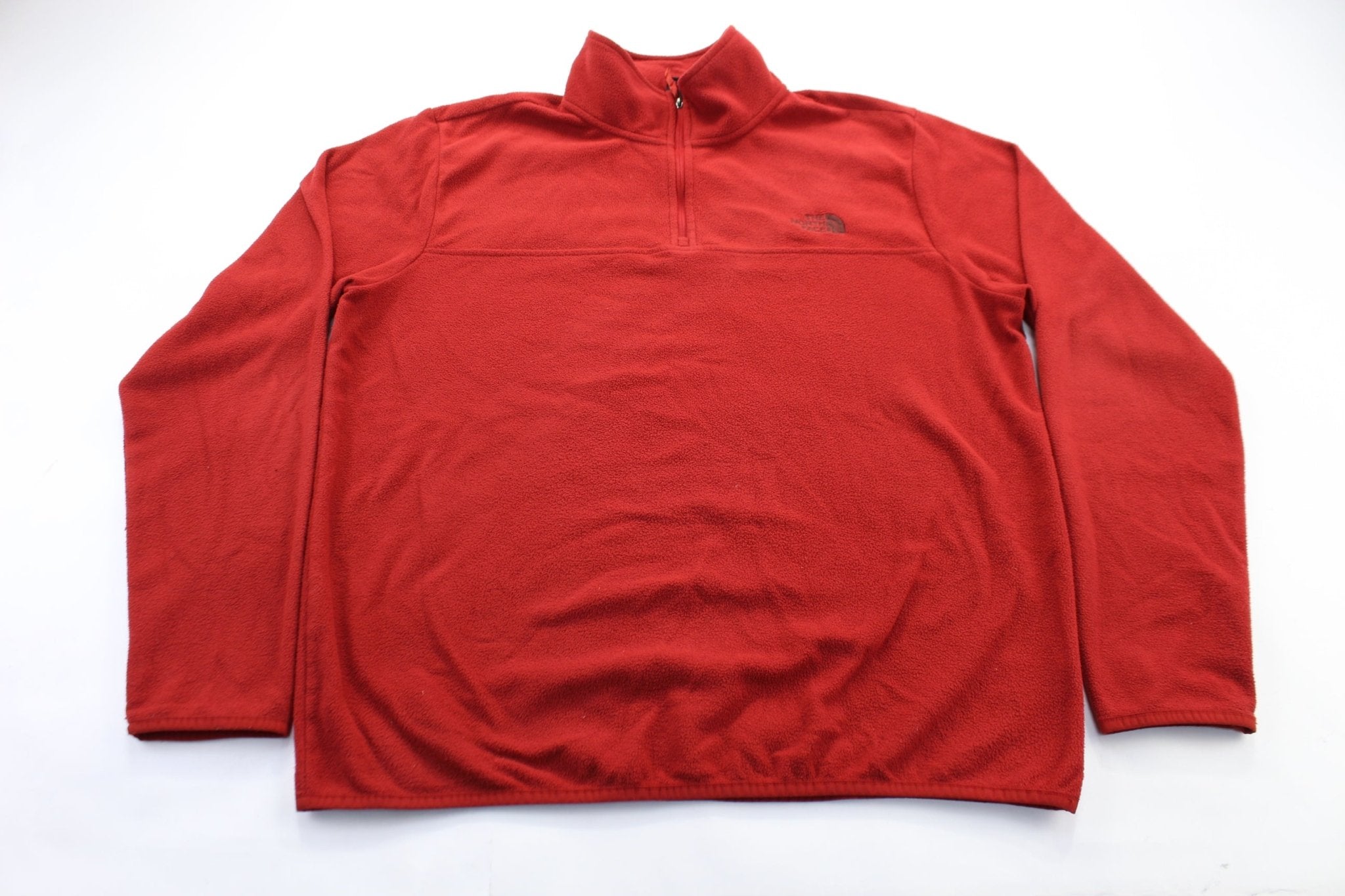 The North Face Embroidered Logo Burnt Orange Pullover Fleece - ThriftedThreads.com