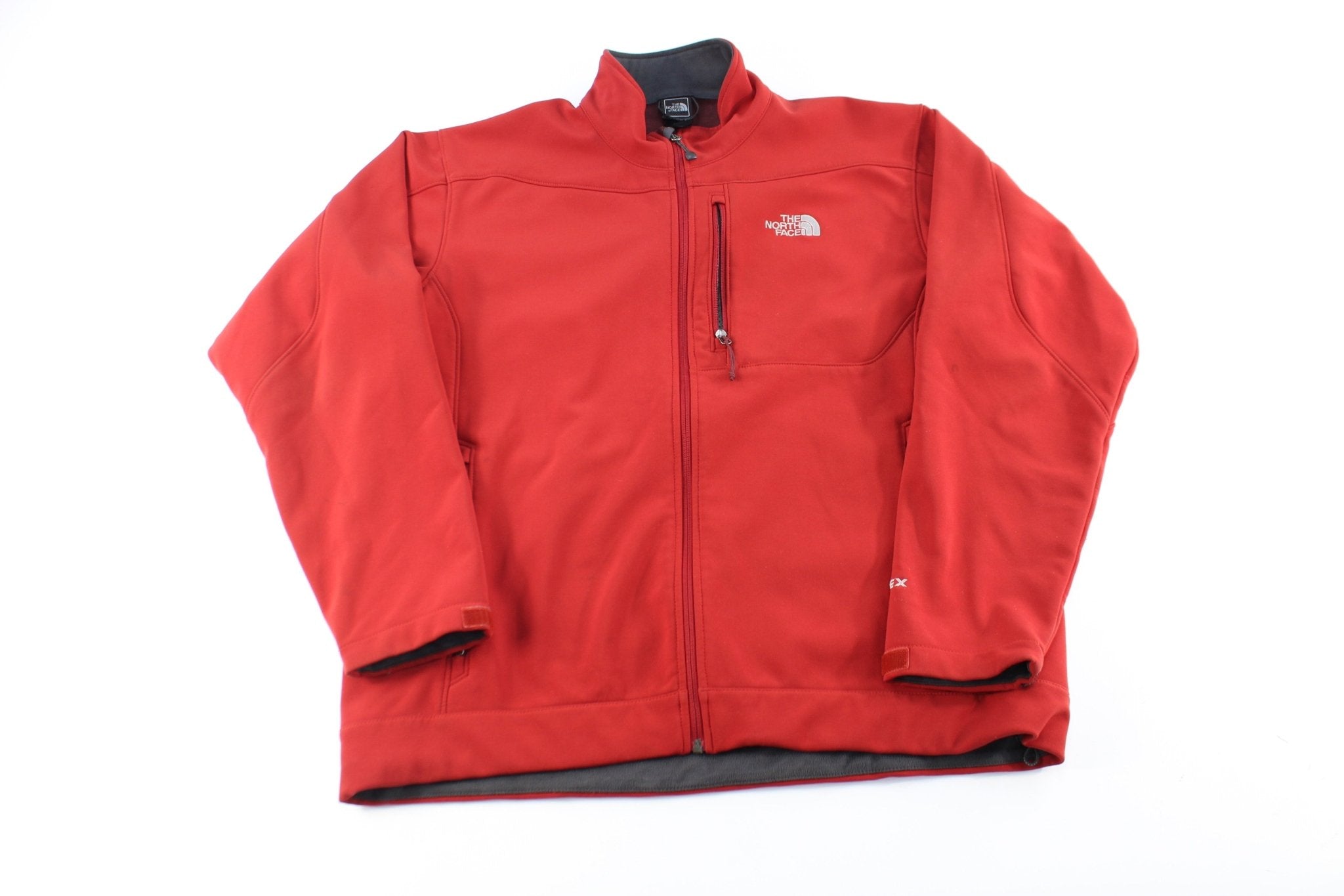 The North Face Embroidered Logo Burnt Orange Zip Up Jacket - ThriftedThreads.com