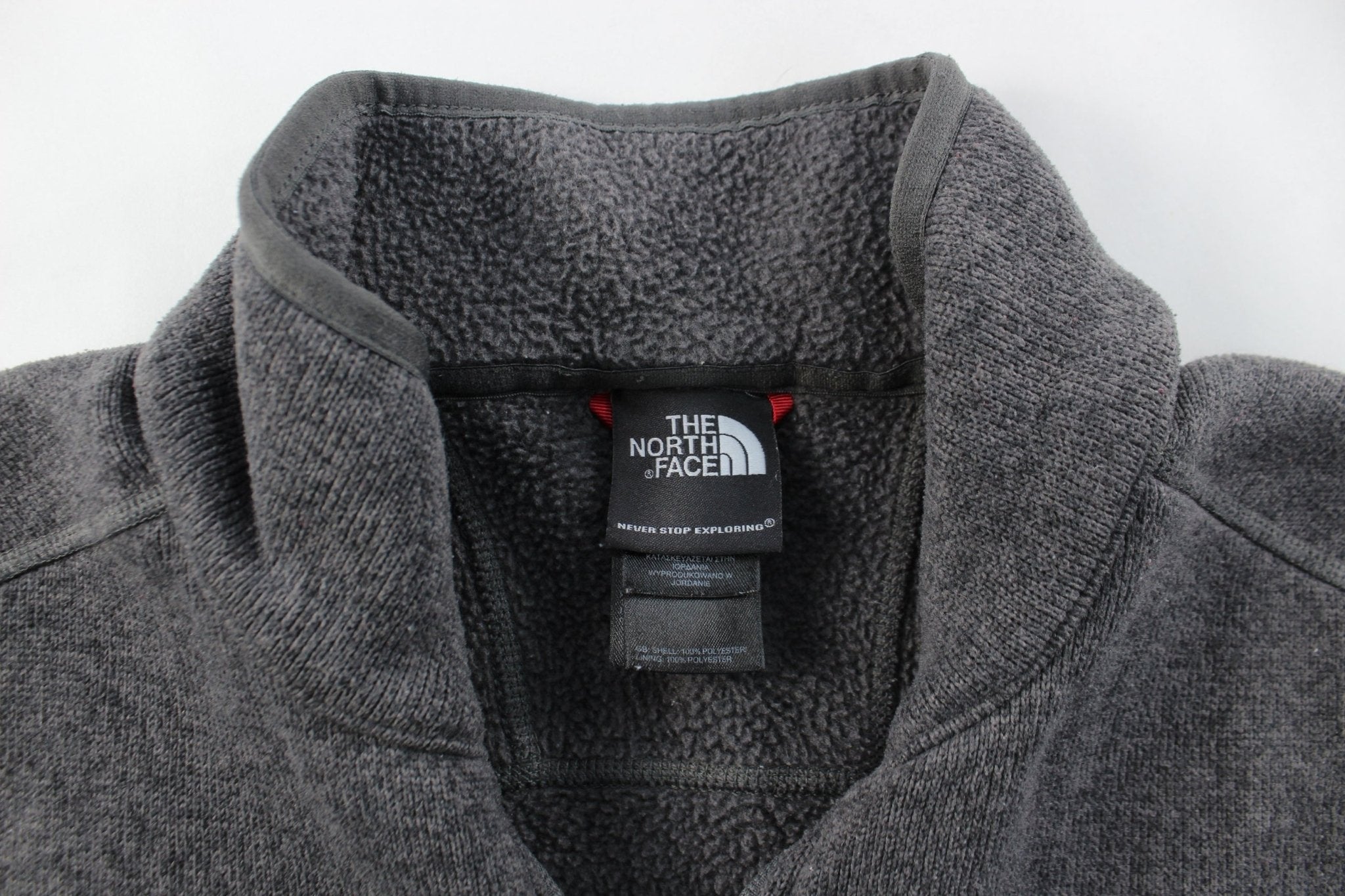 The North Face Embroidered Logo Grey Zip Up Jacket - ThriftedThreads.com