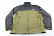 The North Face Embroidered Logo Olive Green & Grey Zip Up Jacket - ThriftedThreads.com