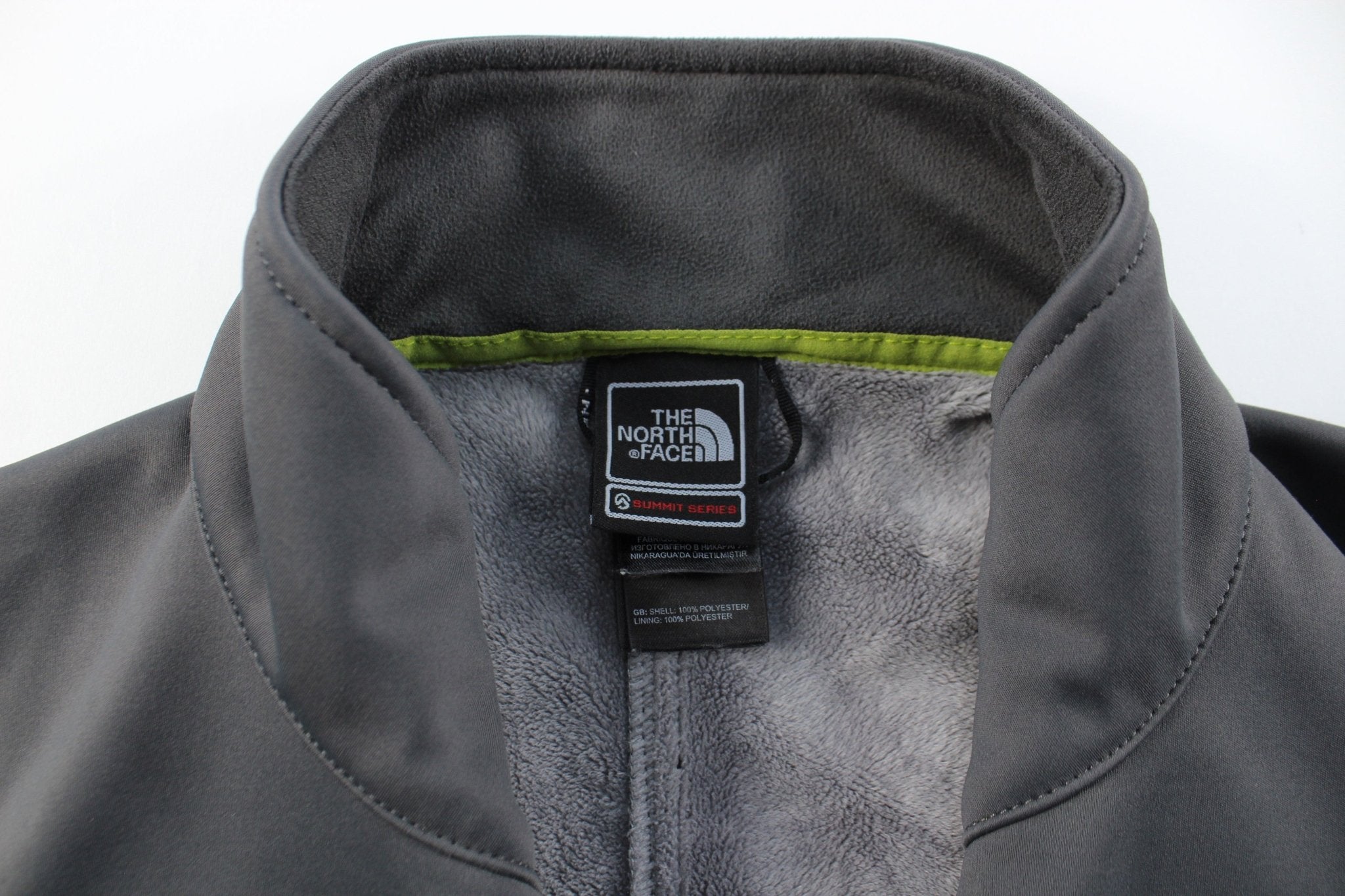 The North Face Embroidered Logo Olive Green & Grey Zip Up Jacket - ThriftedThreads.com
