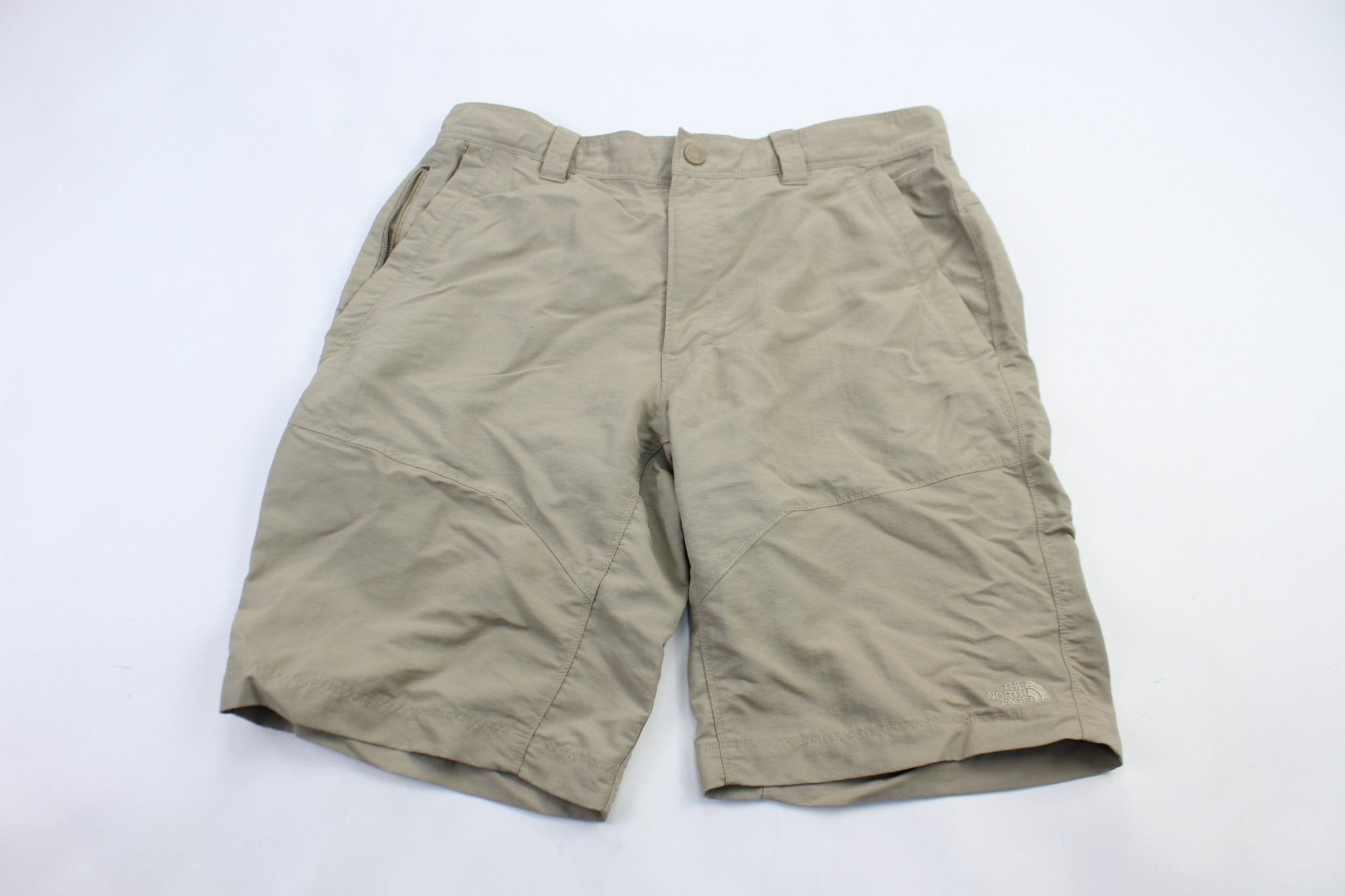 The North Face Embroidered Logo Tan Shorts - ThriftedThreads.com