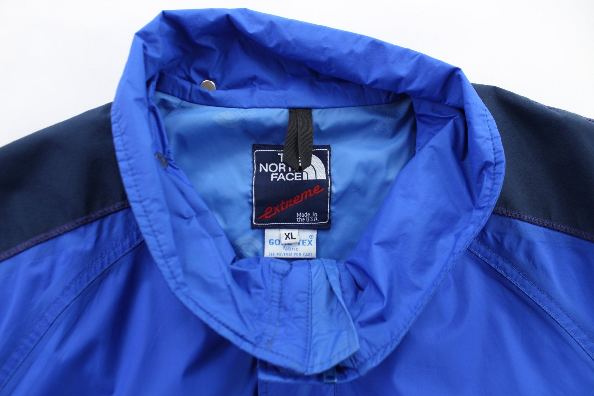 The North Face Extreme Embroidered Logo Blue Zip Up Jacket - ThriftedThreads.com
