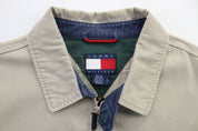 Tommy Hilfiger Embroidered Logo Beige Zip Up Jacket - ThriftedThreads.com