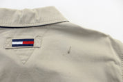 Tommy Hilfiger Embroidered Logo Beige Zip Up Jacket - ThriftedThreads.com