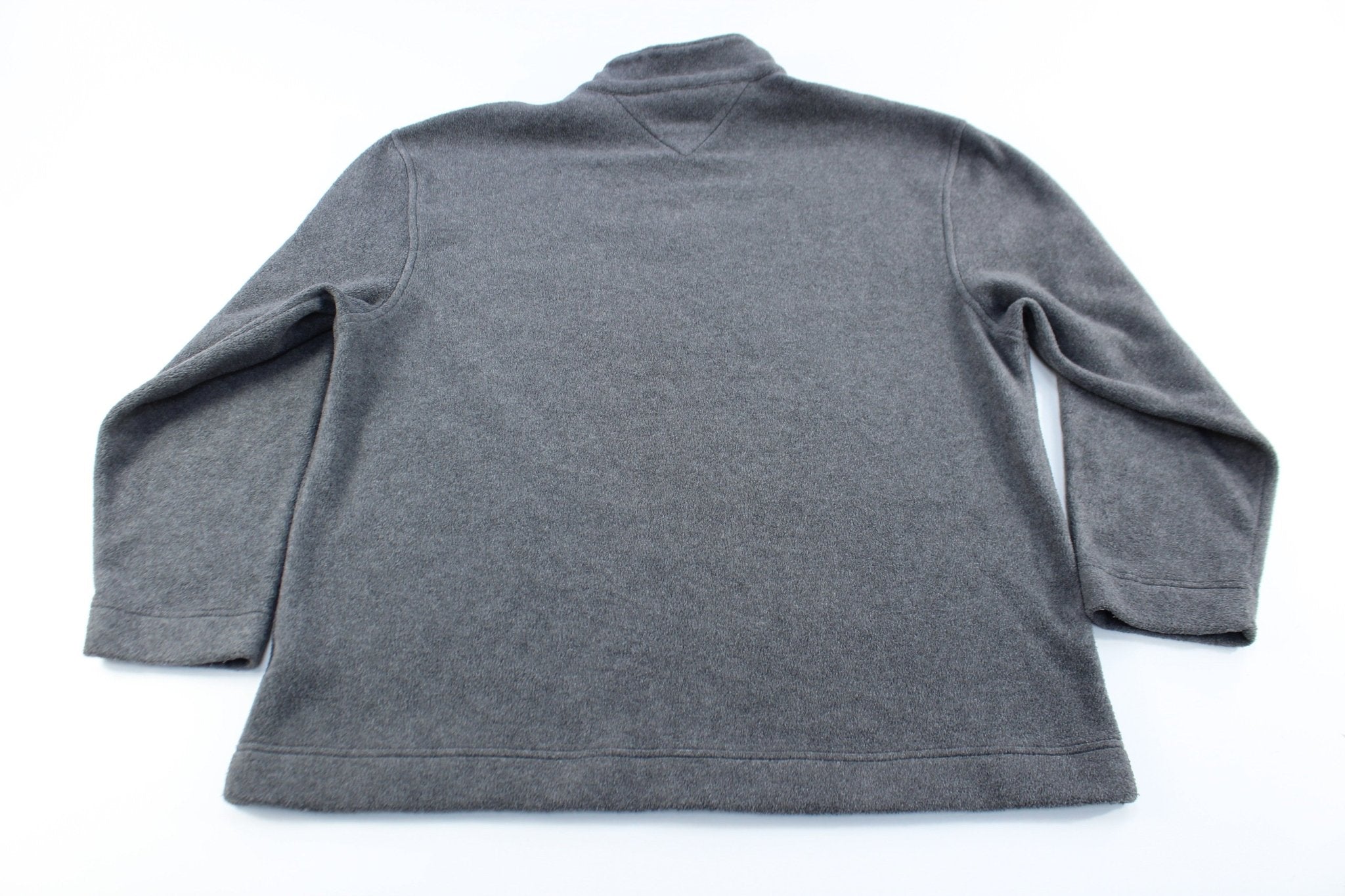 Tommy Hilfiger Embroidered Logo Grey Fleece Pullover Jacket - ThriftedThreads.com