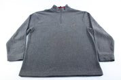Tommy Hilfiger Embroidered Logo Grey Fleece Pullover Jacket - ThriftedThreads.com