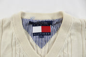 Tommy Hilfiger Embroidered Logo White Vest - ThriftedThreads.com