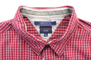 Tommy Jeans Embroidered Logo Plaid Button Down - ThriftedThreads.com