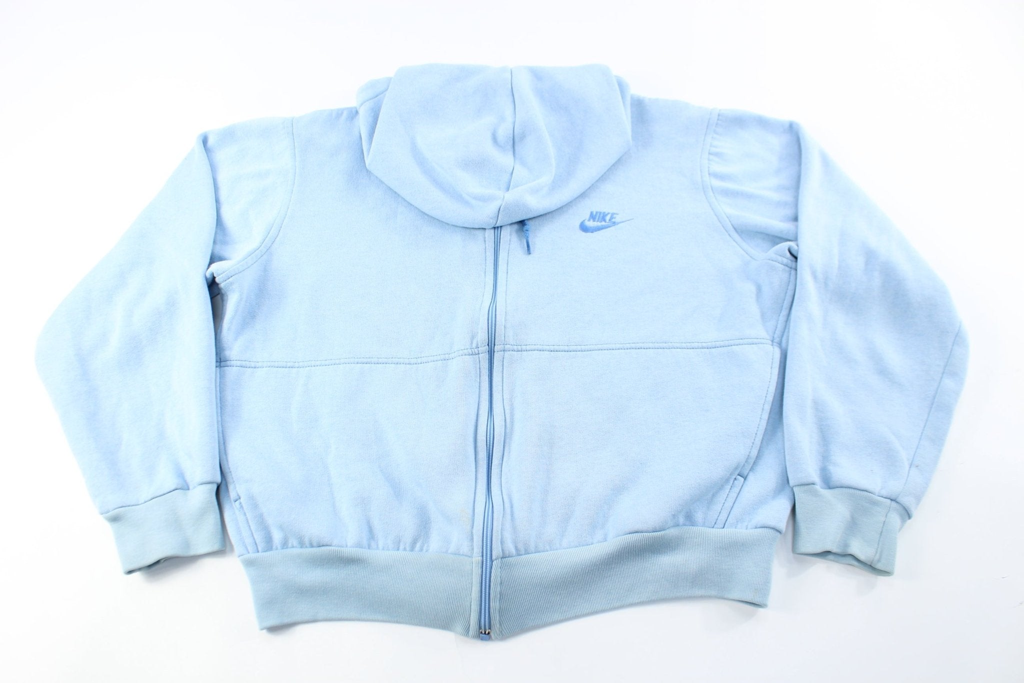 Women's 80's Nike Embroidered Logo Baby Blue Zip Up Jacket - ThriftedThreads.com