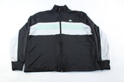 Women's Adidas Embroidered Logo Black & White Striped Jacket - ThriftedThreads.com