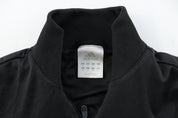 Women's Adidas Embroidered Logo Black & White Striped Jacket - ThriftedThreads.com