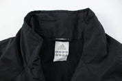 Women's Adidas Embroidered Logo Black & White Striped Jacket - ThriftedThreads.com
