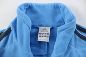 Women's Adidas Embroidered Logo Light Blue & Grey Striped Jacket - ThriftedThreads.com