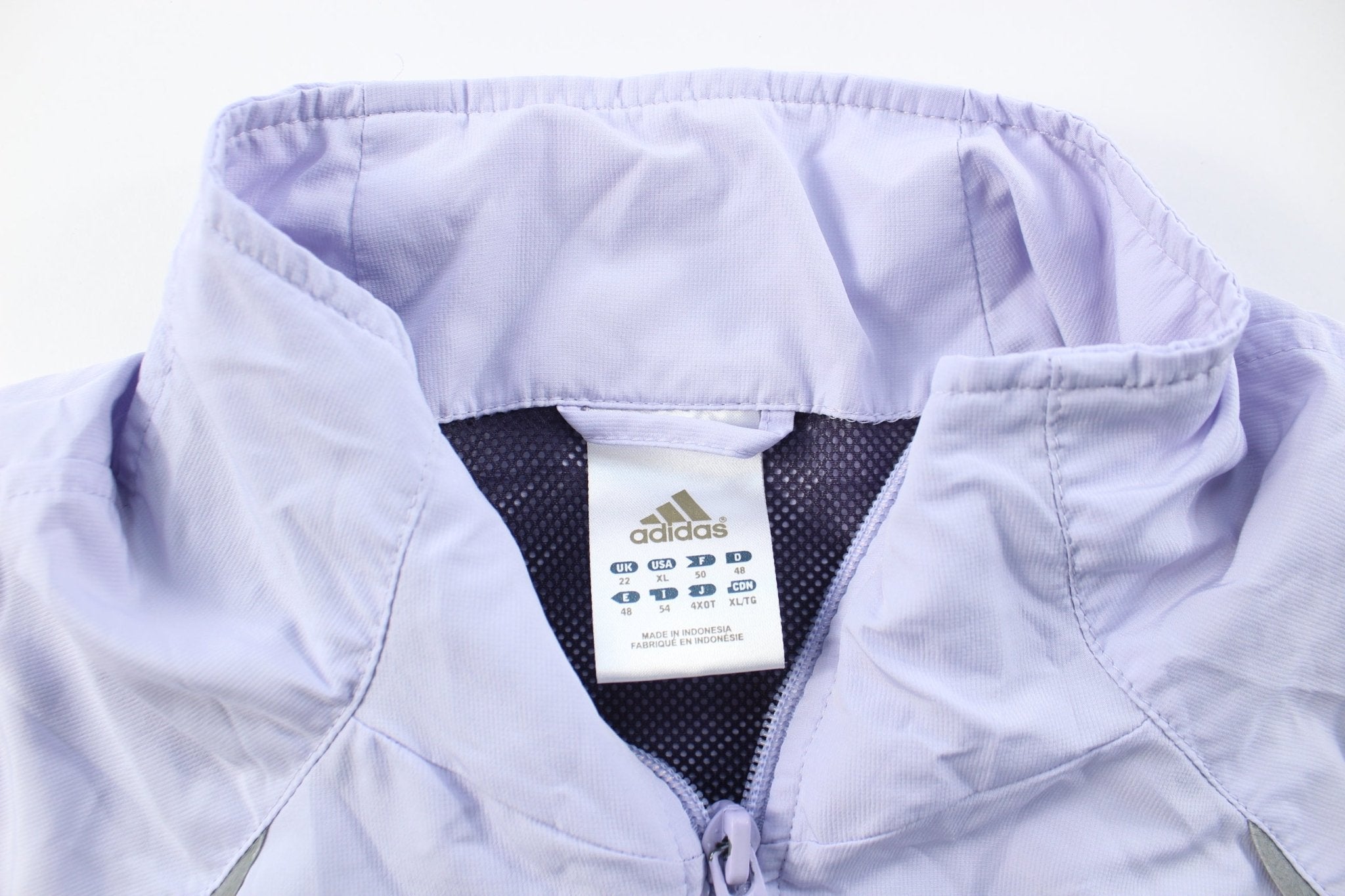 Women's Adidas Embroidered Logo Purple Lightweight Zip Up Jacket - ThriftedThreads.com