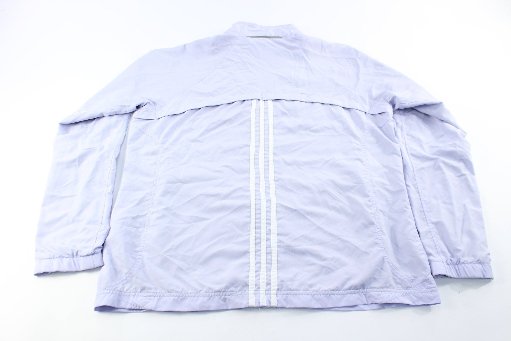 Women's Adidas Embroidered Logo Purple Lightweight Zip Up Jacket - ThriftedThreads.com