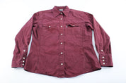 Women's Carhartt Pearl Snap Burgundy Button Down - ThriftedThreads.com