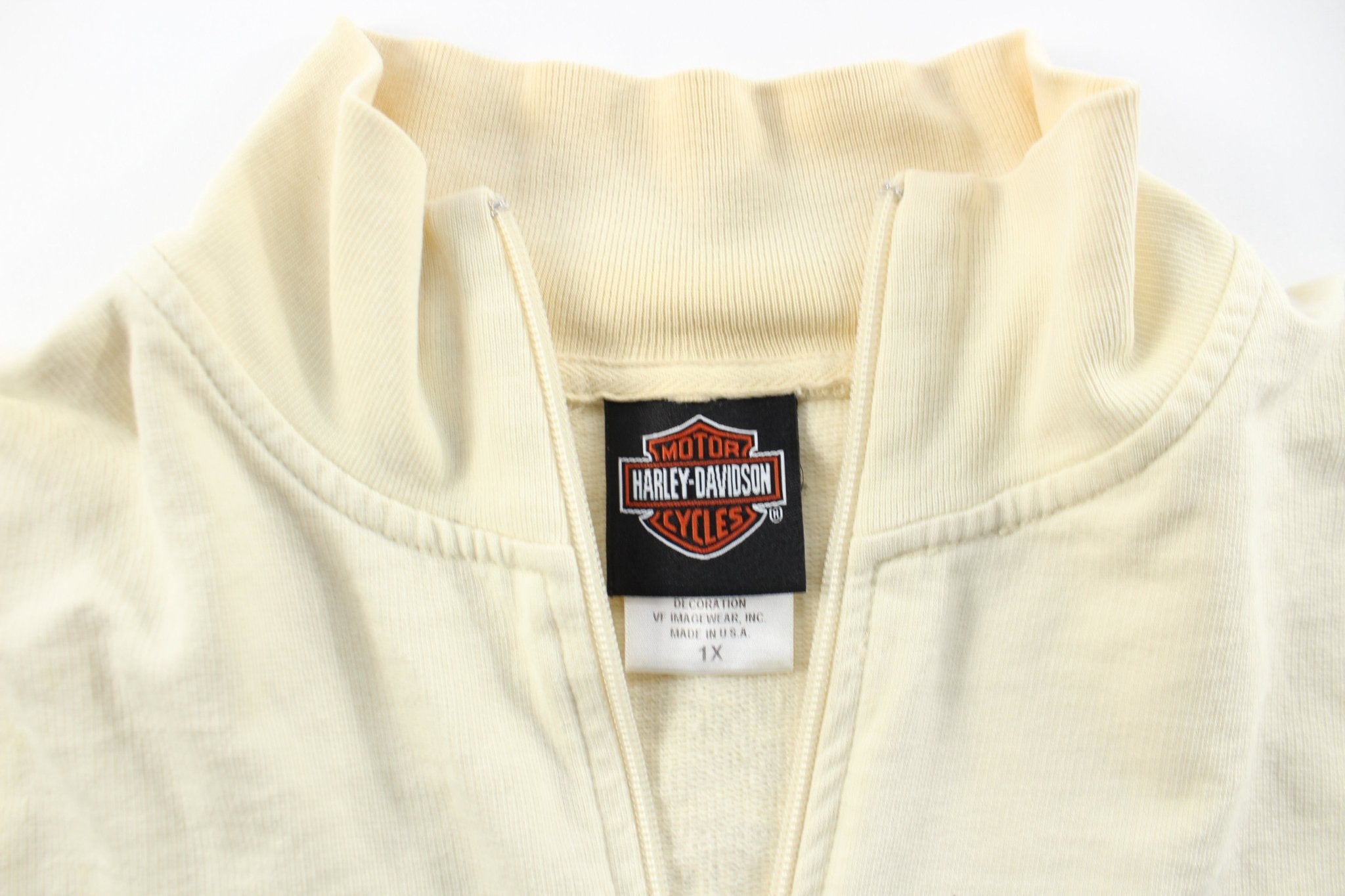 Women's Harley Davidson Motorcycles Grand Prairie, Texas Zip Up Jacket - ThriftedThreads.com