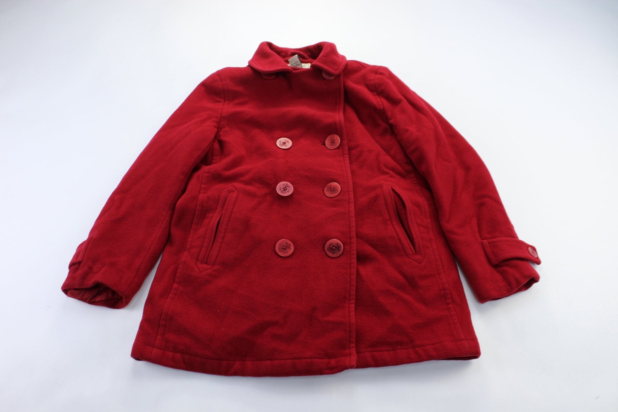 Women's L.L. Bean Red Wool Coat - ThriftedThreads.com