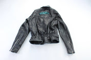 Women's Mary Land Embroidered Harley Rules Leather Jacket - ThriftedThreads.com