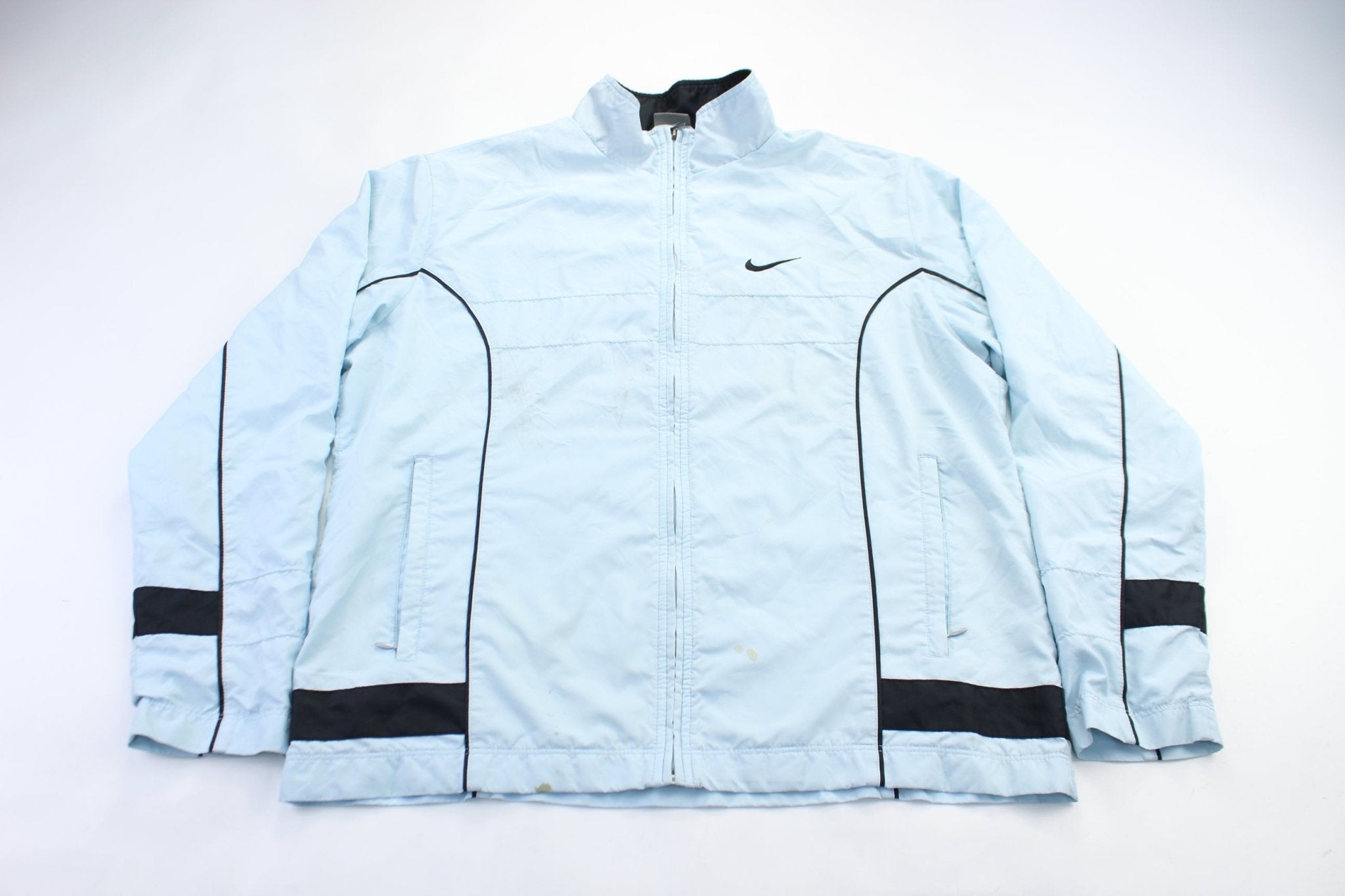 Women's Nike Embroidered Logo Light Blue & Black Jacket - Jacket - Thrifted Threads