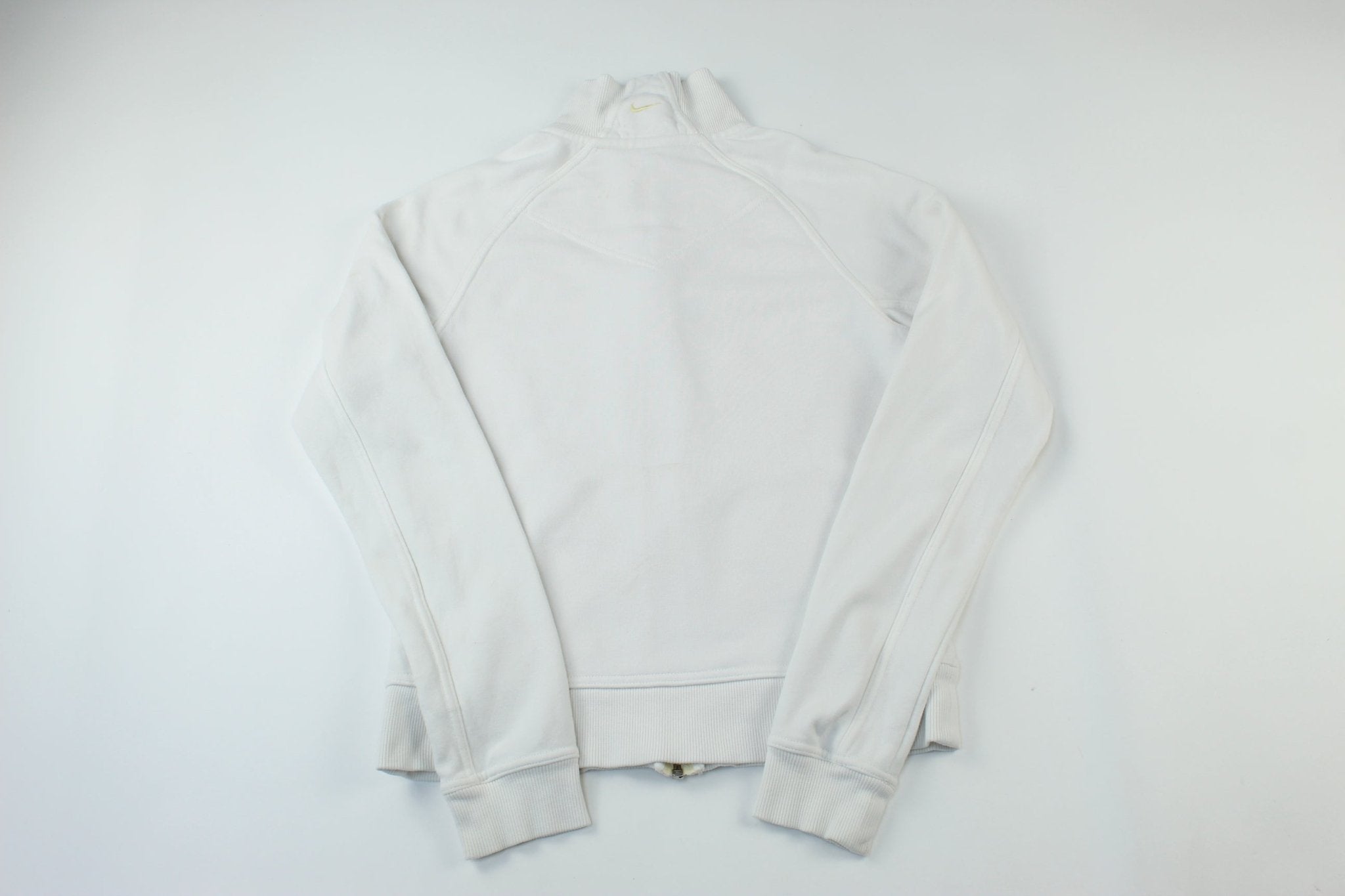 Women's Nike Logo White & Yellow Zip Up Jacket - ThriftedThreads.com