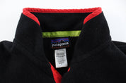 Women's Patagonia Logo Patch Black & Red Pullover Fleece - ThriftedThreads.com