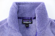 Women's Patagonia Logo Patch Purple Fleece Pullover - ThriftedThreads.com