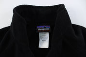 Women's Patagonia Synchilla Logo Patch Black Zip Up Vest - ThriftedThreads.com