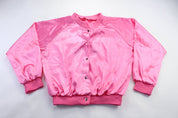 Women's Pink Ladies Embroidered Bomber Jacket - ThriftedThreads.com