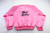 Women's Pink Ladies Embroidered Bomber Jacket - ThriftedThreads.com