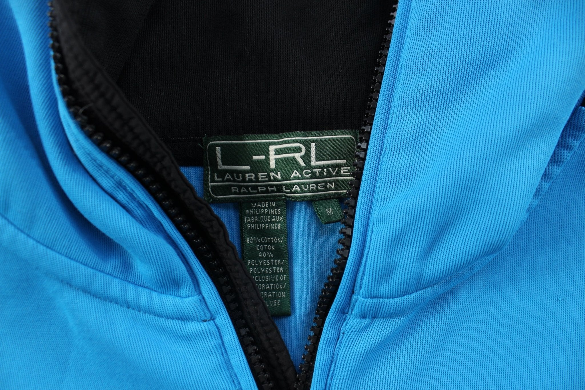 Women's Ralph Lauren Embroidered Logo Blue & Black Zip Up Jacket - ThriftedThreads.com