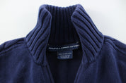 Women's Ralph Lauren Embroidered Logo Navy Blue Zip Up Sweater - ThriftedThreads.com