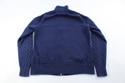 Women's Ralph Lauren Embroidered Logo Navy Blue Zip Up Sweater - ThriftedThreads.com