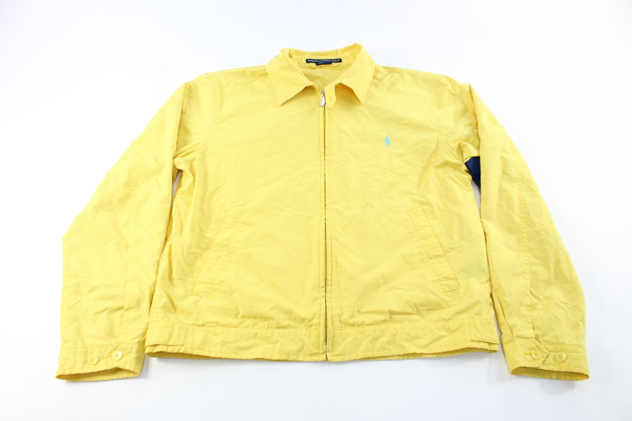 Women's Ralph Lauren Embroidered Logo Yellow Zip Up Jacket - ThriftedThreads.com